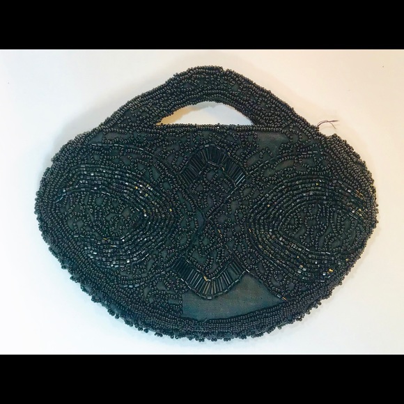VINTAGE HAND BEADED SMALL PURSE MADE IN FRANCE - Picture 2 of 7